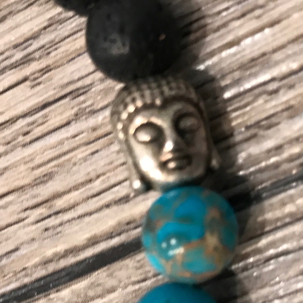 Turquoise, Gold & Black Diffuser Bracelet With Bu… - image 4